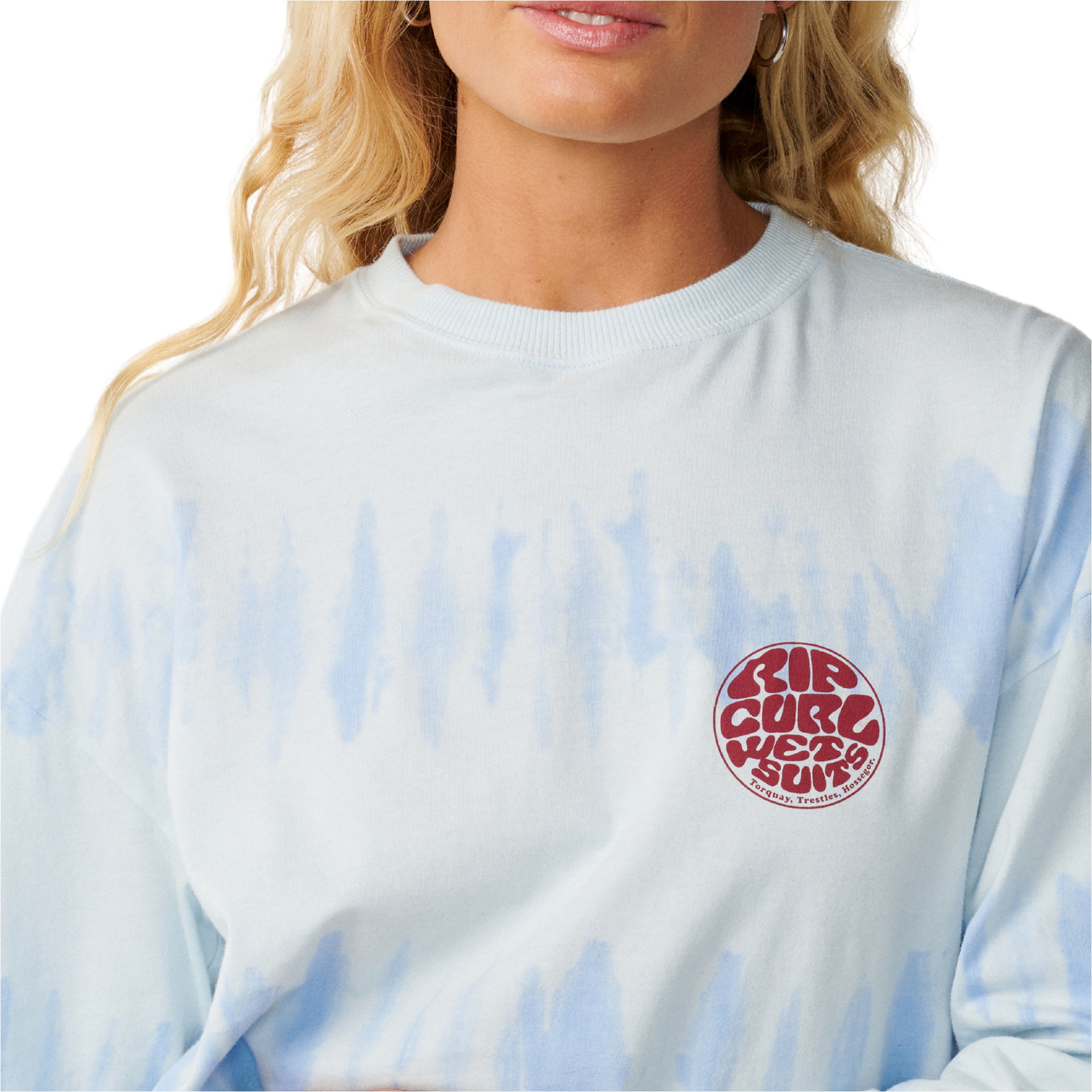 2026 Rip Curl Mujer Stephanie Gilmore Teñido A Manchas Larga Manga Camiseta 0QCWTE - Sky Blue